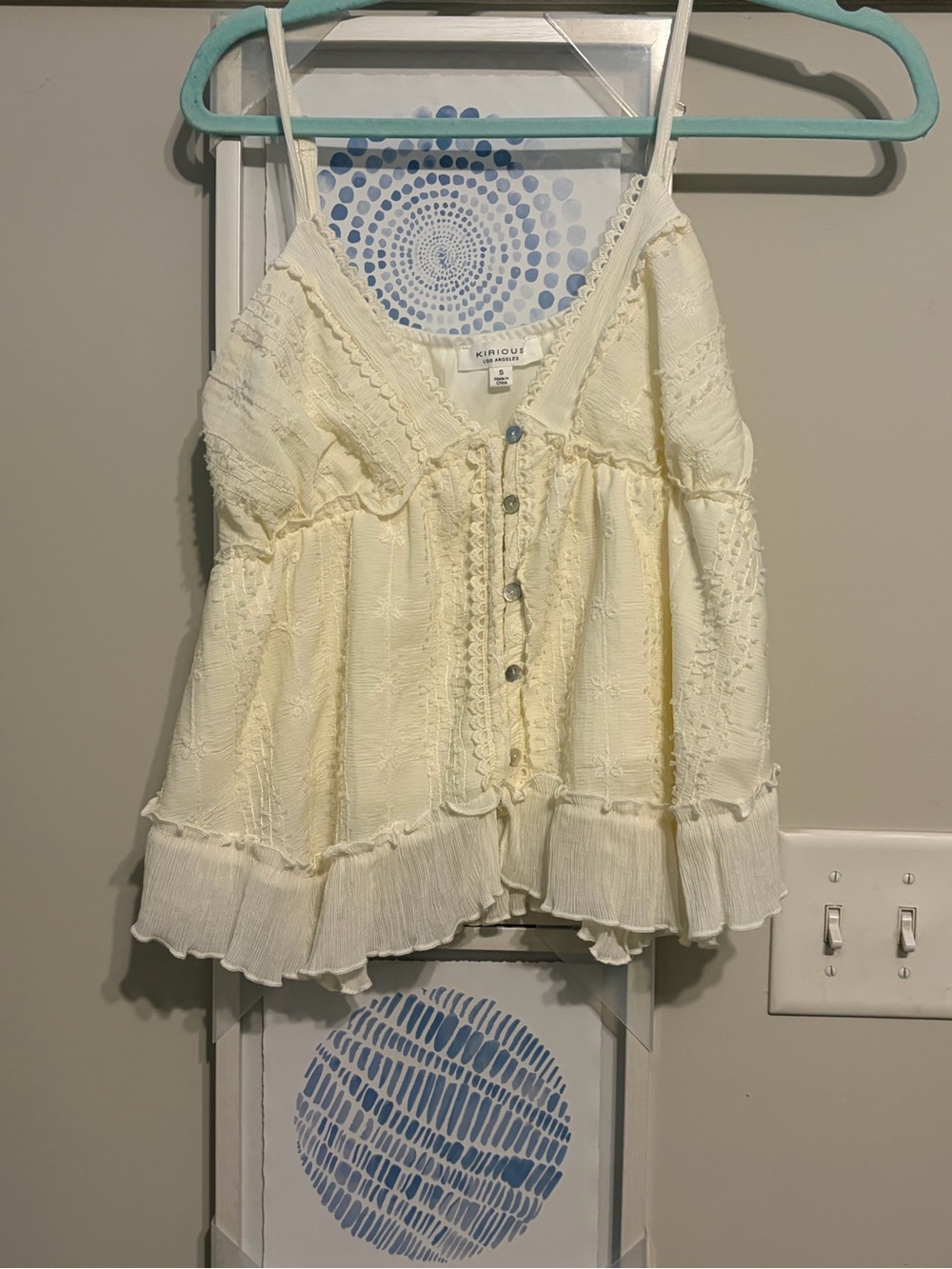 T.J.Maxx Cream Button-Front Lace-Trim Cami